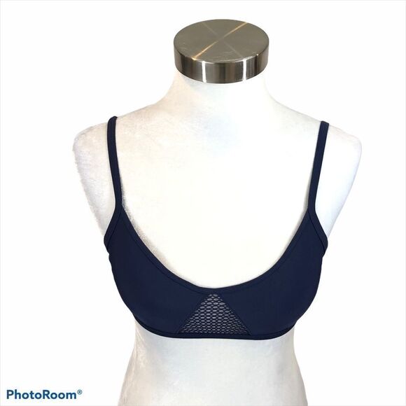 Aerie Navy Bikini Top w/ Mesh‎ Back Size Small - Picture 1 of 11